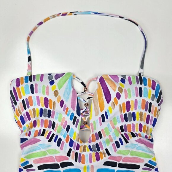 Bar III Kaleidoscope One Piece Halter Strapless Swimsuit NEW - M - Picture 3 of 10